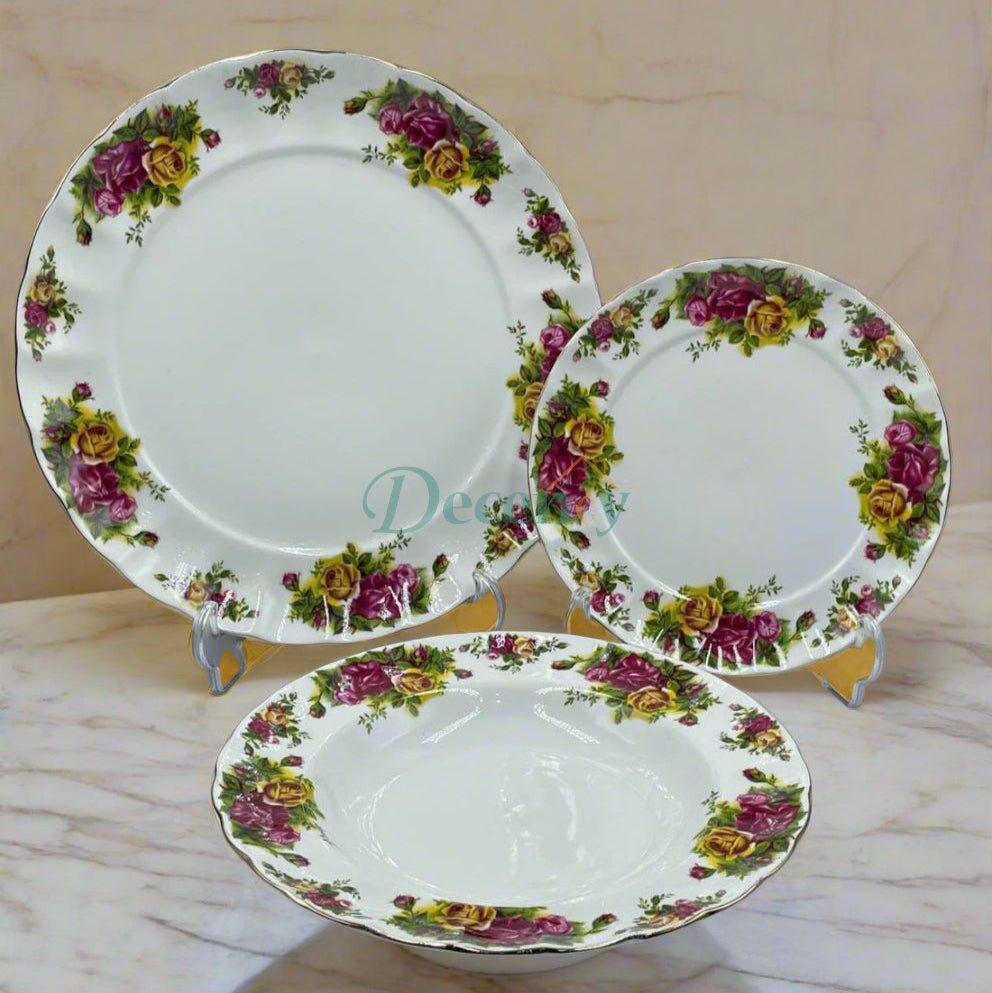 Royal Albert 18-Piece Dinner Set (1 Person) Luxury Single-Setting | Premium Floral Porcelain | Elegant Gift Idea