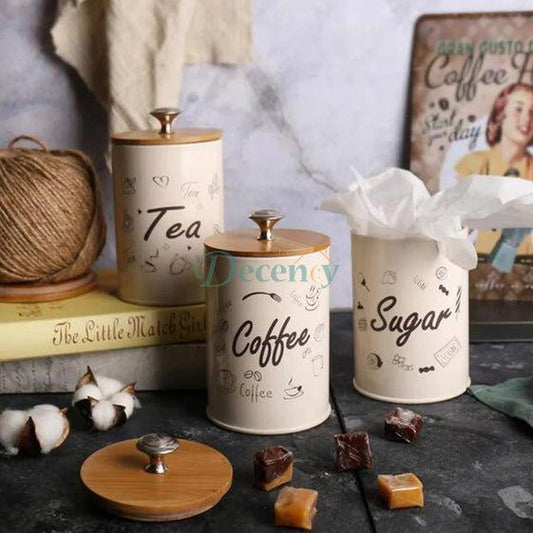 3-Piece Vintage Retro Metal Containers with Lids