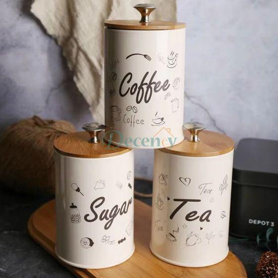 3-Piece Vintage Retro Metal Containers with Lids