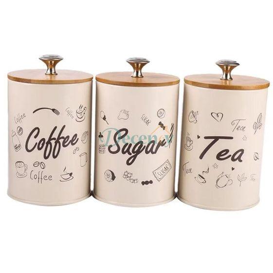 3-Piece Vintage Retro Metal Containers with Lids