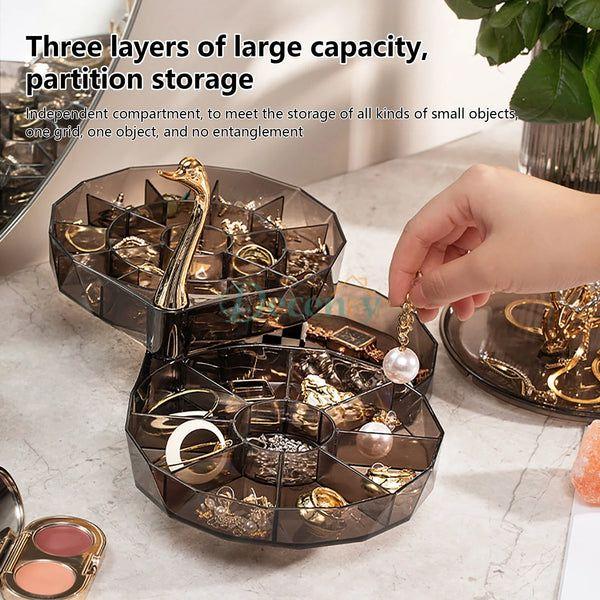 Creative 3 Layers Swan Jewelry Box