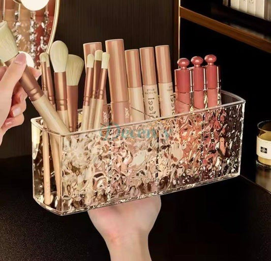 Acrylic Makeup Brush Organizer & 4-Grid Cosmetic Holder
