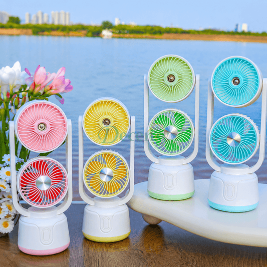 2-in-1 Dual Head Rechargeable Cooling Mist Fan