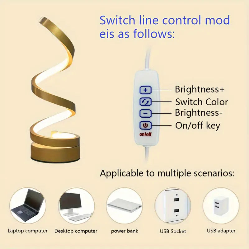 Spiral Led 3 Color Adjustable Lamp