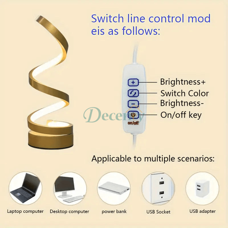 Spiral Led 3 Color Adjustable Lamp