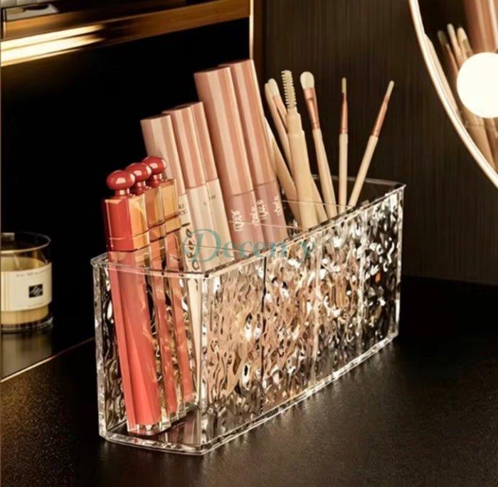 Acrylic Makeup Brush Organizer & 4-Grid Cosmetic Holder