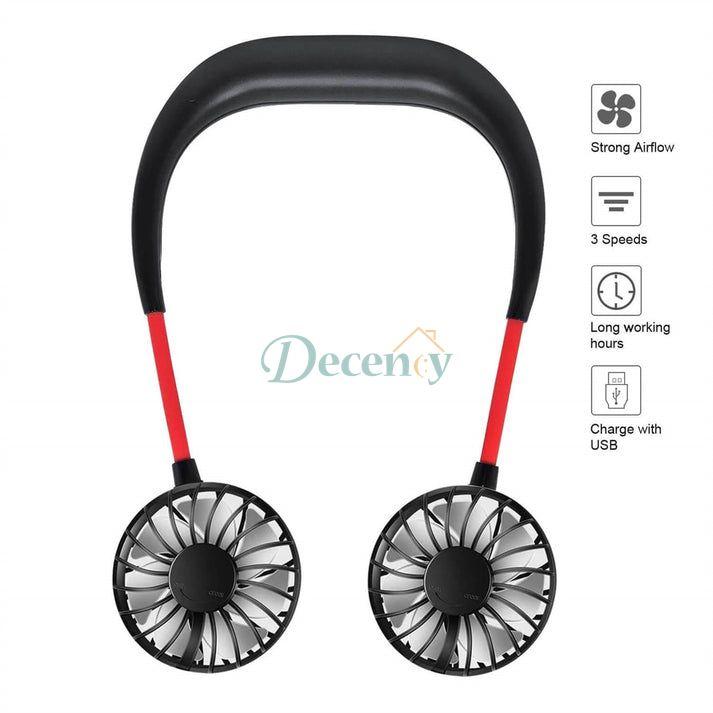 Rechargeable Potable Dual Head Neck Fan - Decency