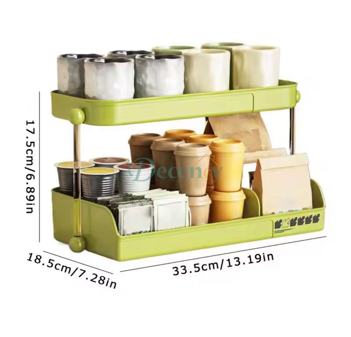 2 Tier Desktop Storage Shelf, Multifunctional Cup Holder