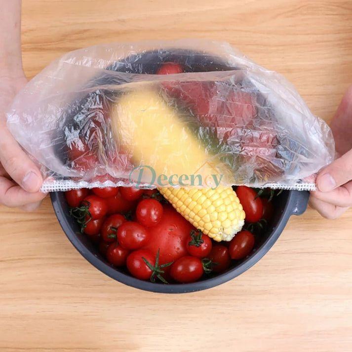 Disposable Food Cover Plastic Wrap Elastic-Pack of 100 - Decency