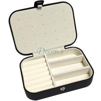 Jewelry box - black - with press stud for traveling - Decency