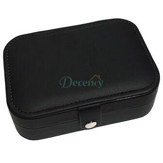 Jewelry box - black - with press stud for traveling - Decency