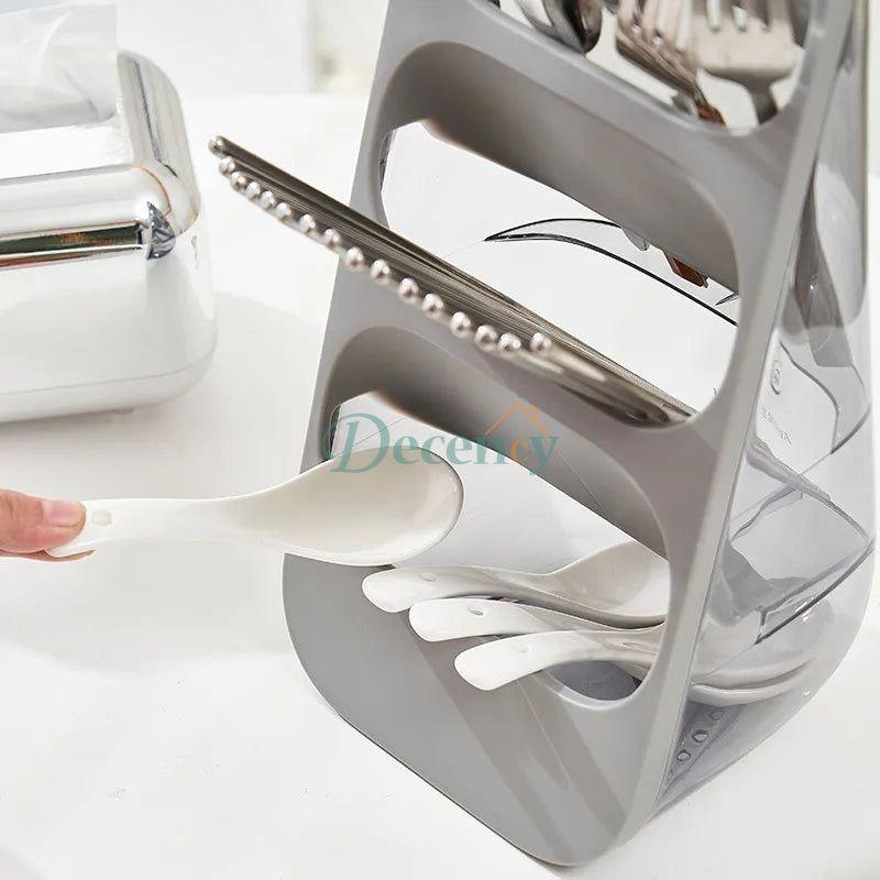 3-tiered utensil and knife storage organizer