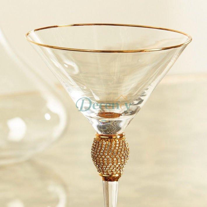 6 Pcs Cocktail Glass Gold Rim Drinkware Clear Champagne