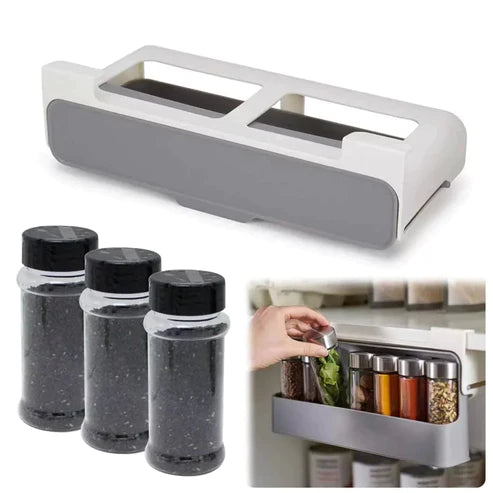 KitchenSpace Under-Shelf Spice Drawer – 6 Bottles Included