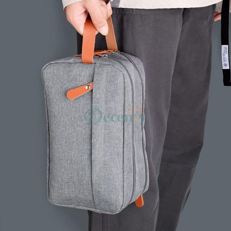 Convenient Toiletry Bag Solid Color Bag Dual Pocket.