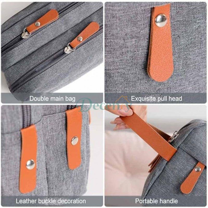 Convenient Toiletry Bag Solid Color Bag Dual Pocket.