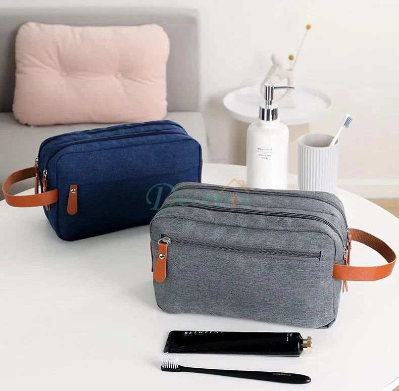 Convenient Toiletry Bag Solid Color Bag Dual Pocket.