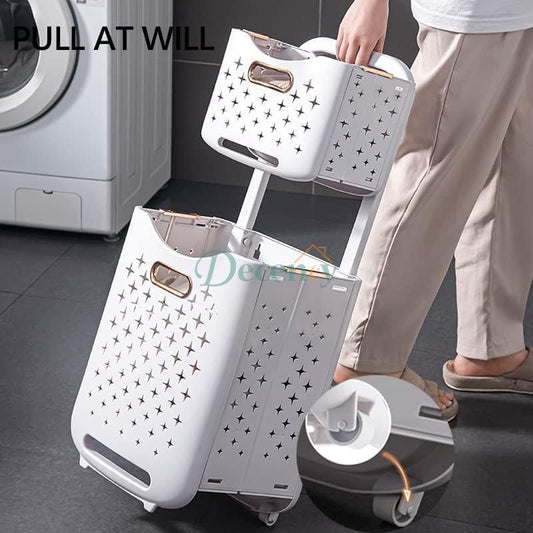 Laundry Collector with 2 Layers Efficient & Spacious Laundry Sorting Solution