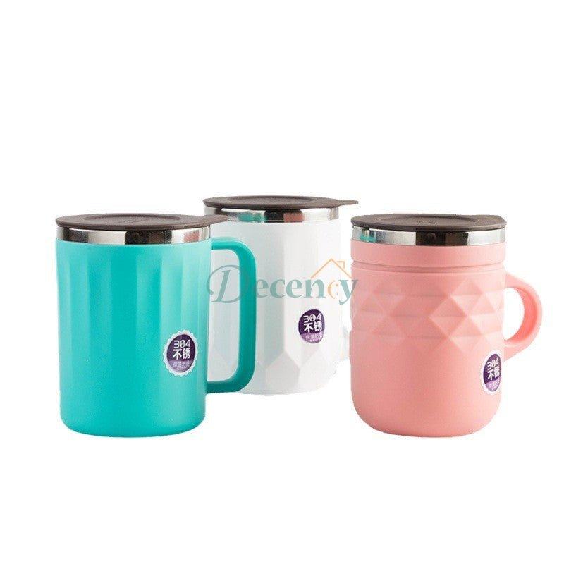 , 400ml mug with lid, hot and cold travel cup, double wall thermal mug, spill-proof drinkware, portable coffee cup