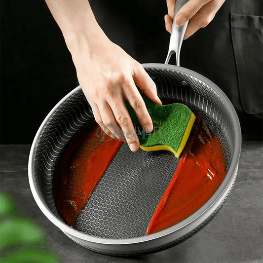 Stainless Steel Uncoated Honeycomb Dual - Sided Non - Stick Frying Pan