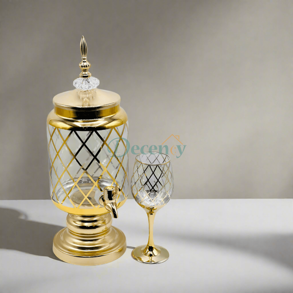 Elegant Glass Decanter with Glasses