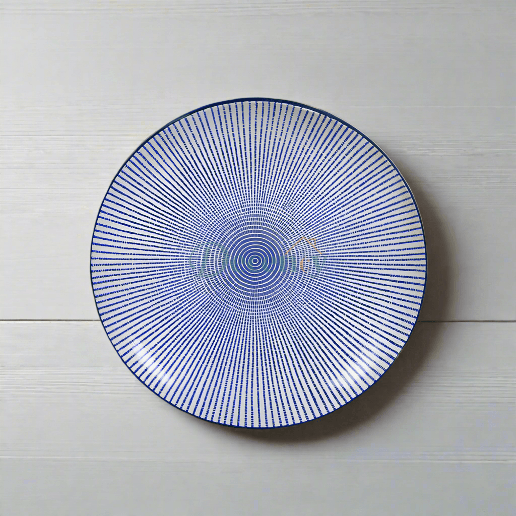 ceramic dinner plate blue dot design radiating blue dot ceramic plate durable ceramic dinnerware modern blue pattern dinner plate microwave safe ceramic plate