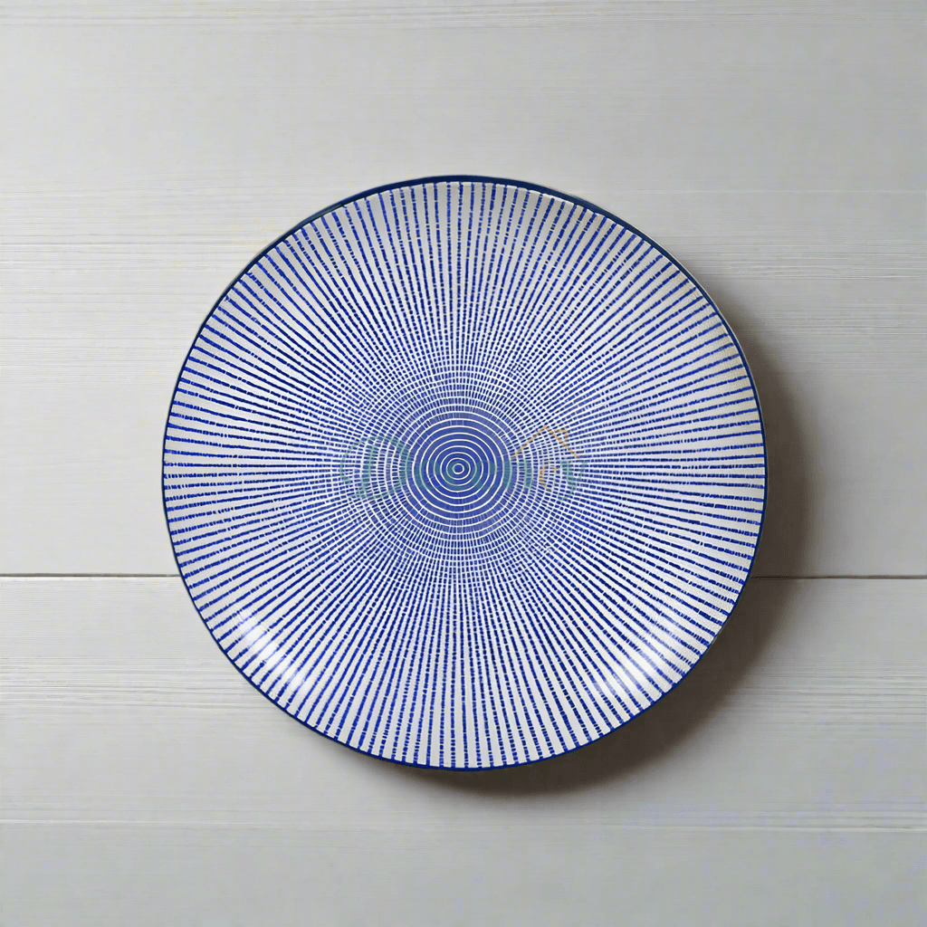 ceramic dinner plate blue dot design radiating blue dot ceramic plate durable ceramic dinnerware modern blue pattern dinner plate microwave safe ceramic plate