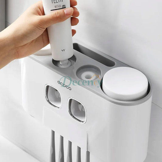 Toothbrush Holder With 2 Automatic Toothpaste Dispenser