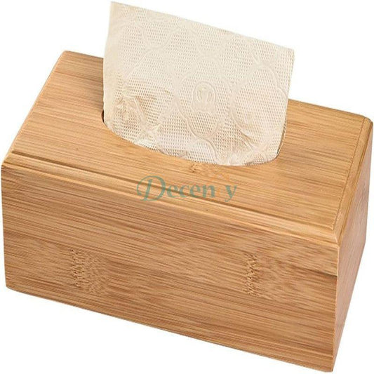 Premium Natural Bamboo Tissue Box Holder & Dispenser