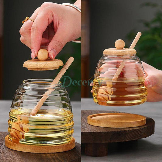 Glass Honey Jar With Wooden Stick