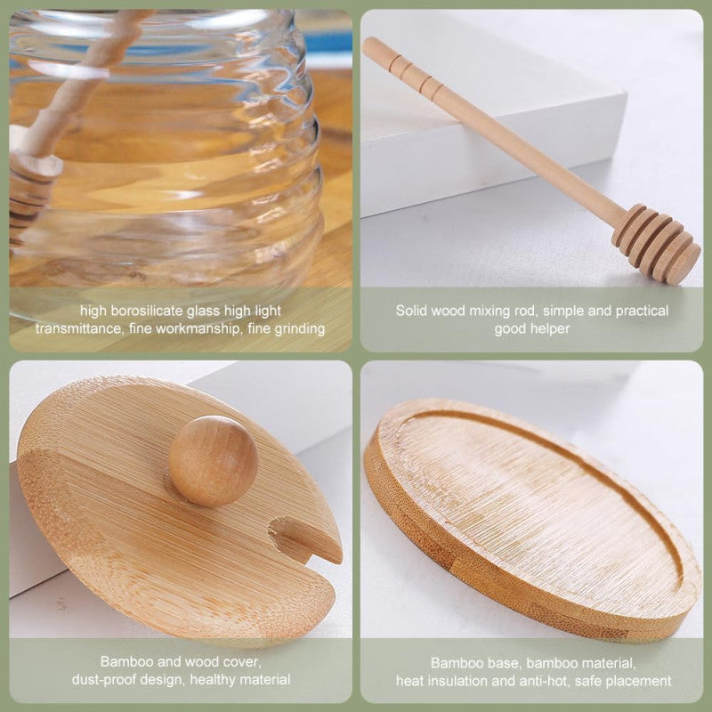Glass Honey Jar With Wooden Stick
