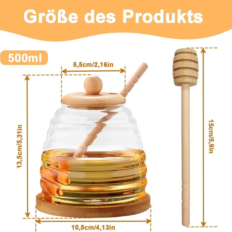 Glass Honey Jar With Wooden Stick