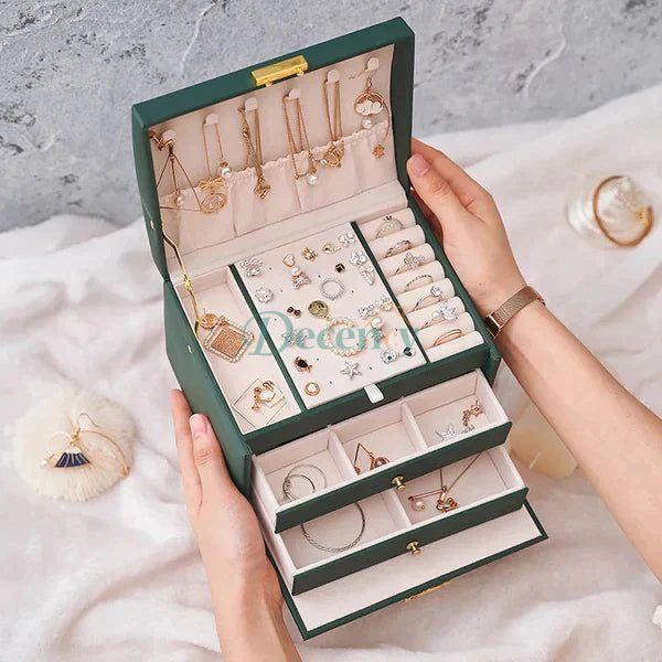 3 Layer Leather Jewellery Organizer