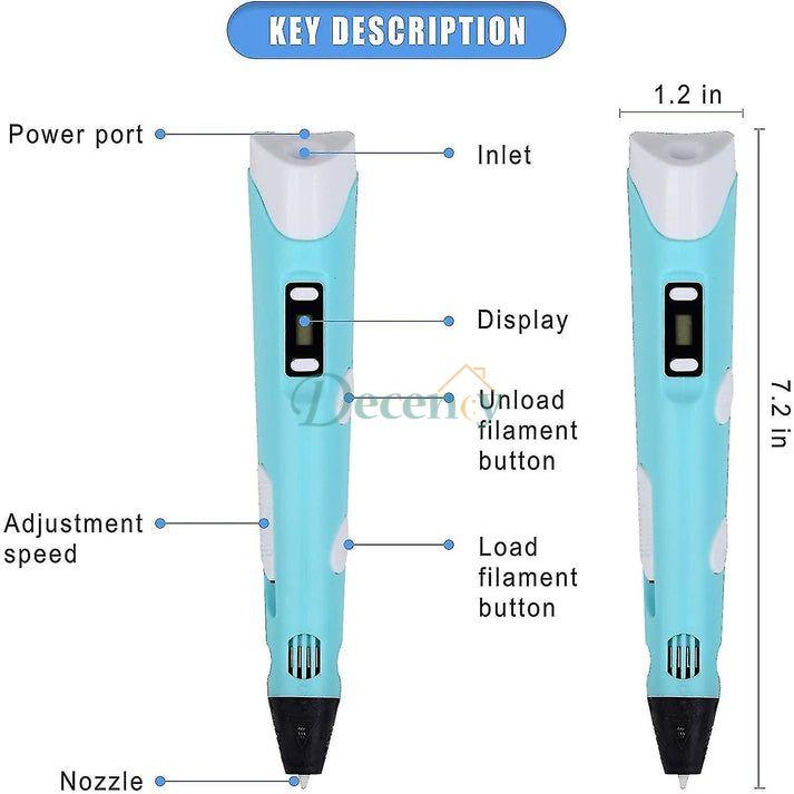 Intelligent 3d Pen With Led Display (Rechargeable) - Decency