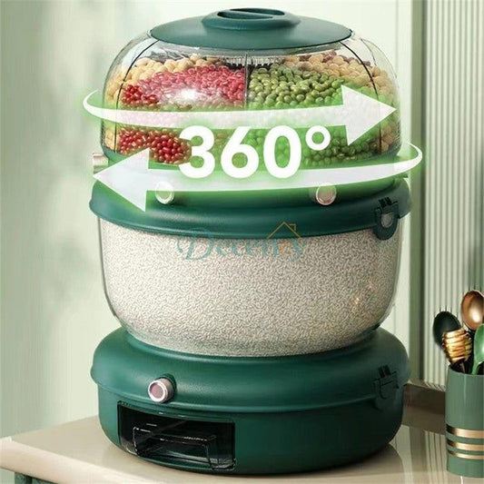 9KG Double Layer 360°Rotating Storage Separate Sealed Cereal Container - Decency