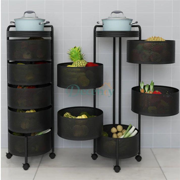 Kitchen Vegetable Rotating Trolley | Square Shape - Decency