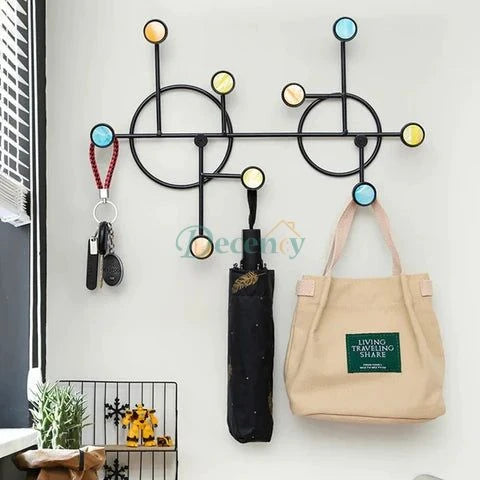 Nordic Style Wall Shelf With Hooks - Circle