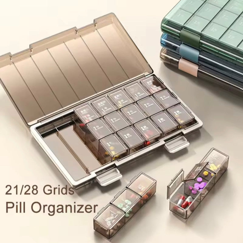 Portable 21 Grids Medicine Container Box