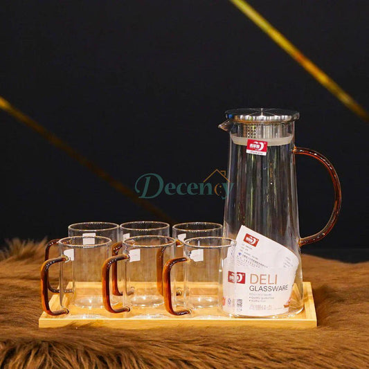 8 Pcs Water Set with Bamboo Tray