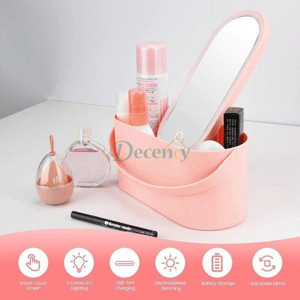 Portable Makeup Box With Led Mirror