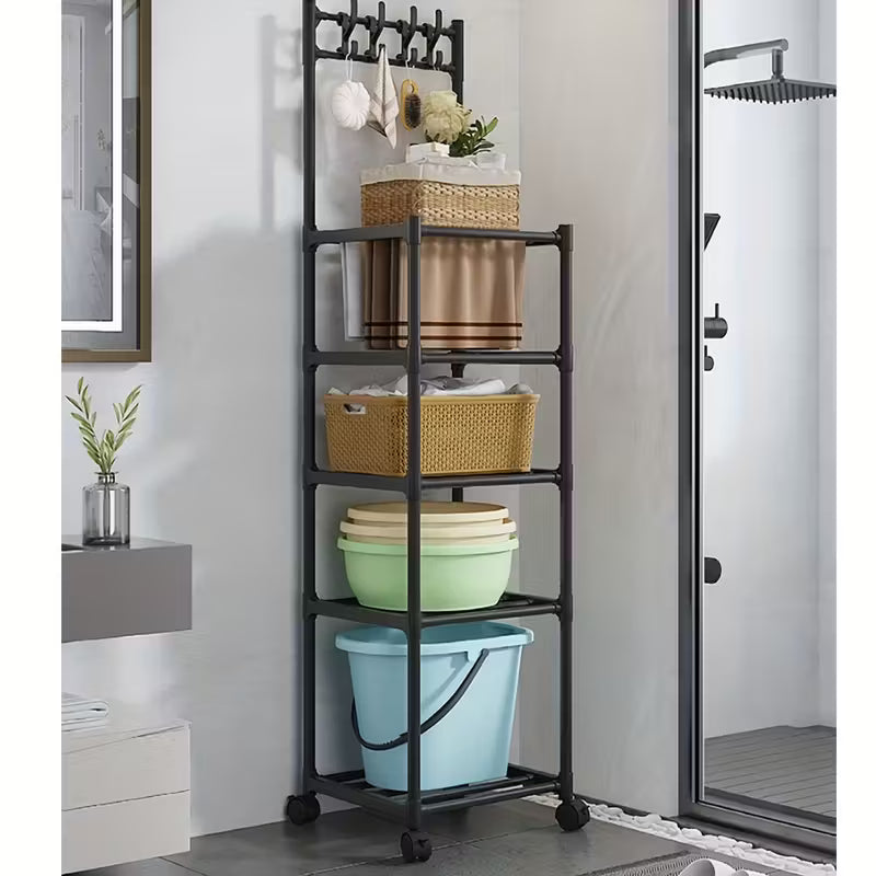 Adjustable Metal Storage Shelf with Wheels
