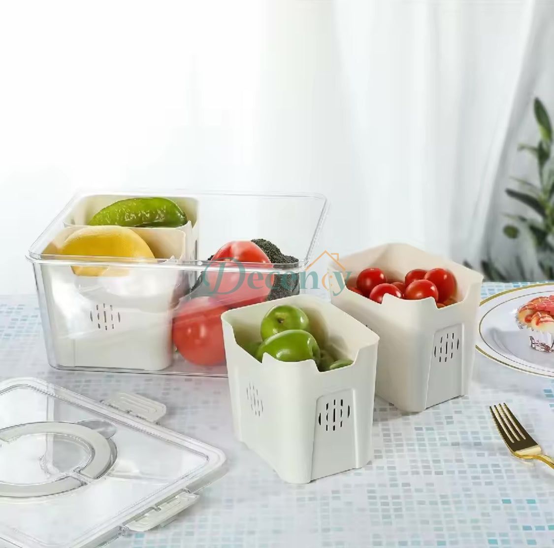 Acrylic 4 Grid Vegetable Storage Box