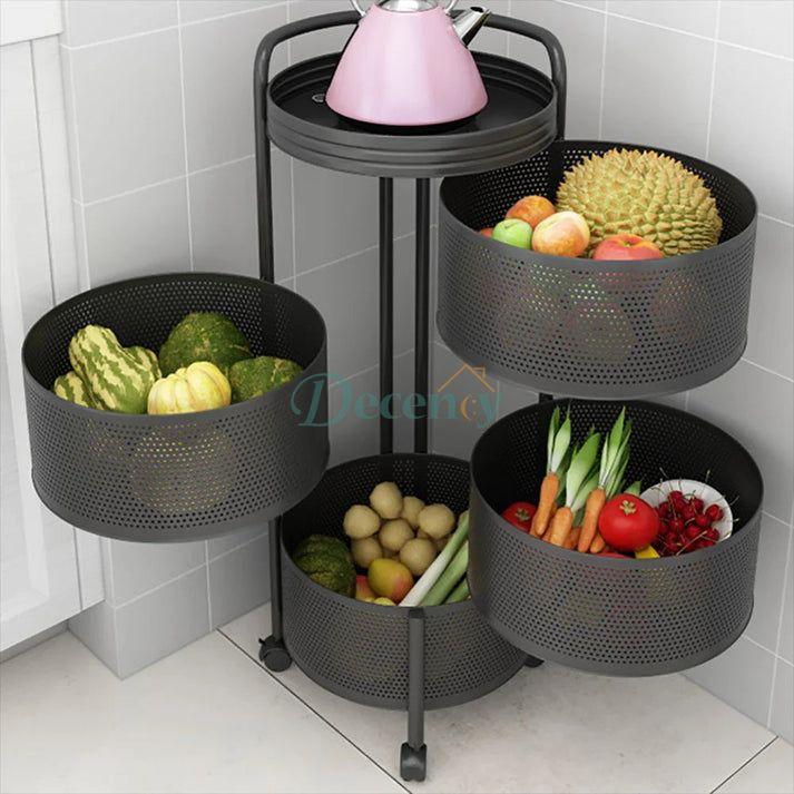 Kitchen Vegetable Rotating Trolley | Square Shape - Decency