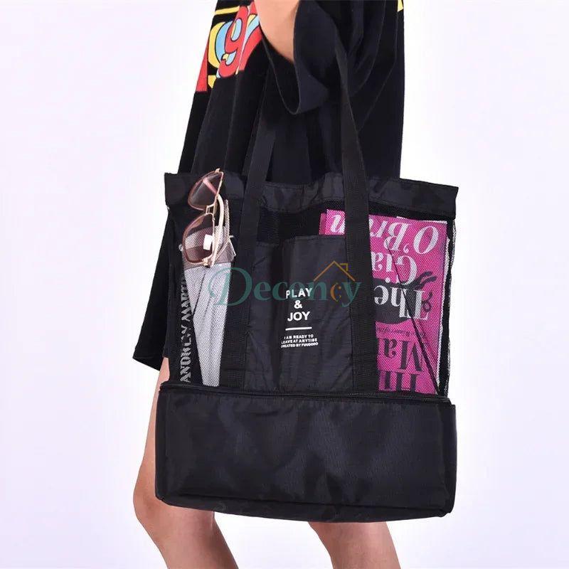 High Capacity Women Mesh Transparent Bag Double-layer Heat Preservation Large Picnic Beach Bags