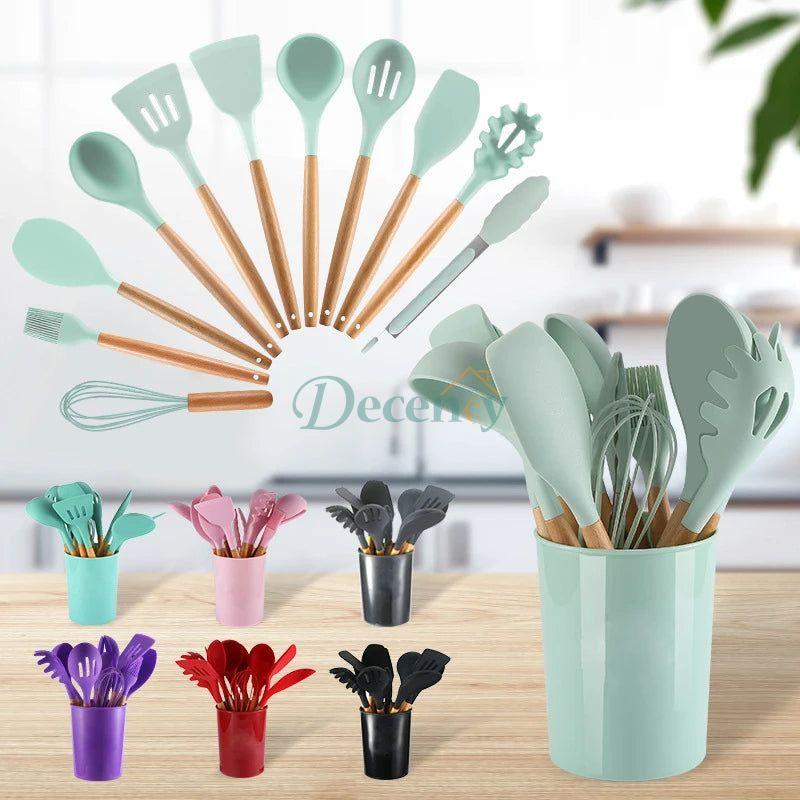 12 Pcs Silicone Kitchenware Cooking Utensils Set - Decency
