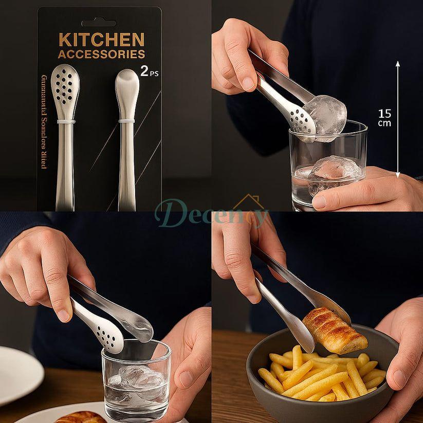 Pack of 2 Mini Tongs – Stainless Steel Kitchen & Serving Clips