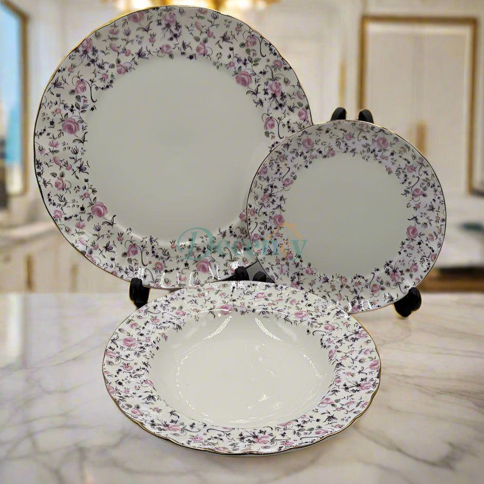 Royal Albert 18-Piece Dinner Set (2 Persons) Fine Porcelain | Elegant Floral Motif | Ideal for Couples