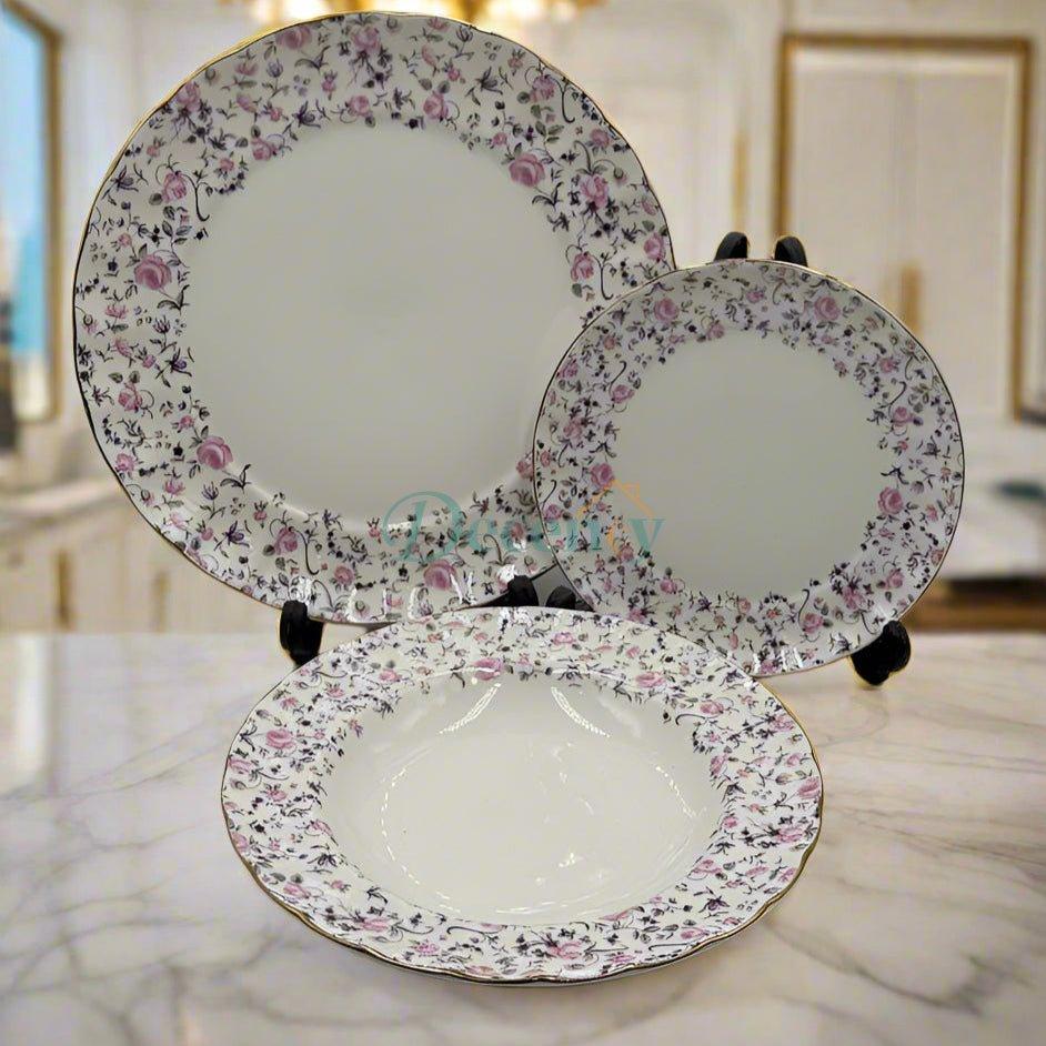 Royal Albert 18-Piece Dinner Set (2 Persons) Fine Porcelain | Elegant Floral Motif | Ideal for Couples