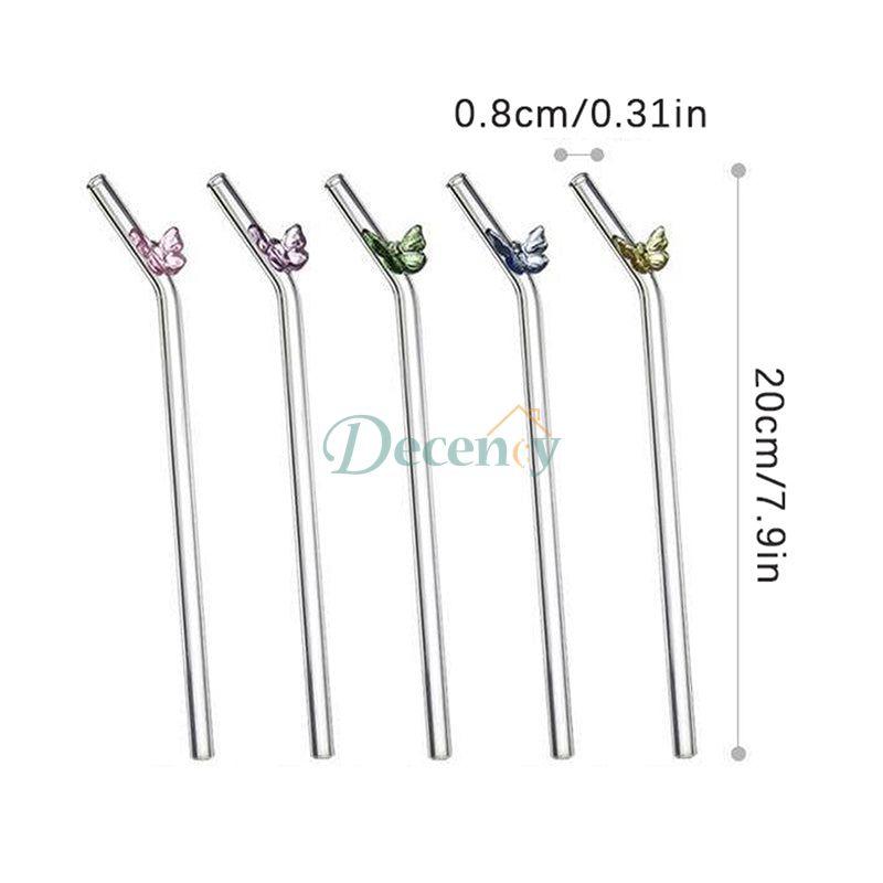 Glass Straws With Butterfly Eco Friendly Drinking
