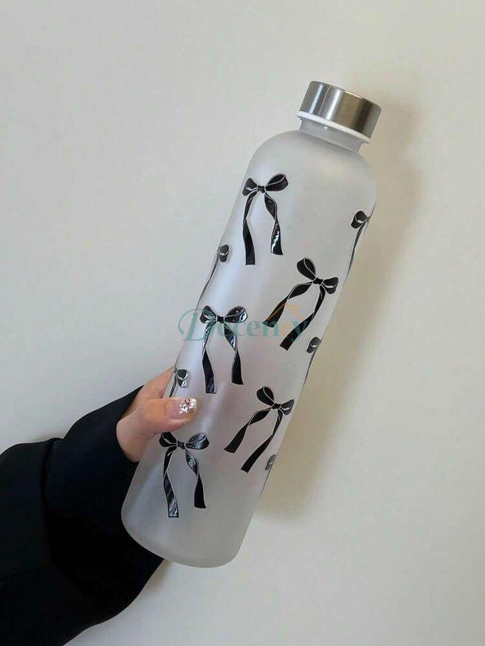 1000ml Cute Bow Water Bottle with Straw & Strap